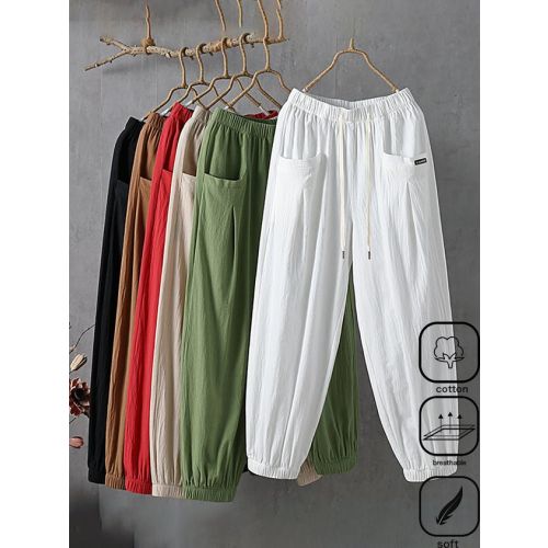 Cotton Pocket Stitching Casual Loose Pants